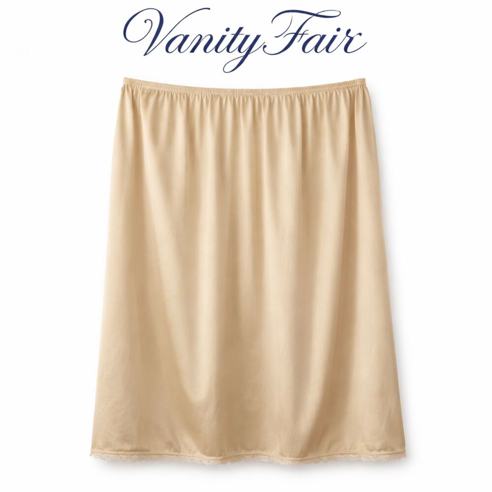 Vintage Vanity Fair Slip Skirt 2XL Cream Lace Trim Midi Lingerie Y2K Cottagecore